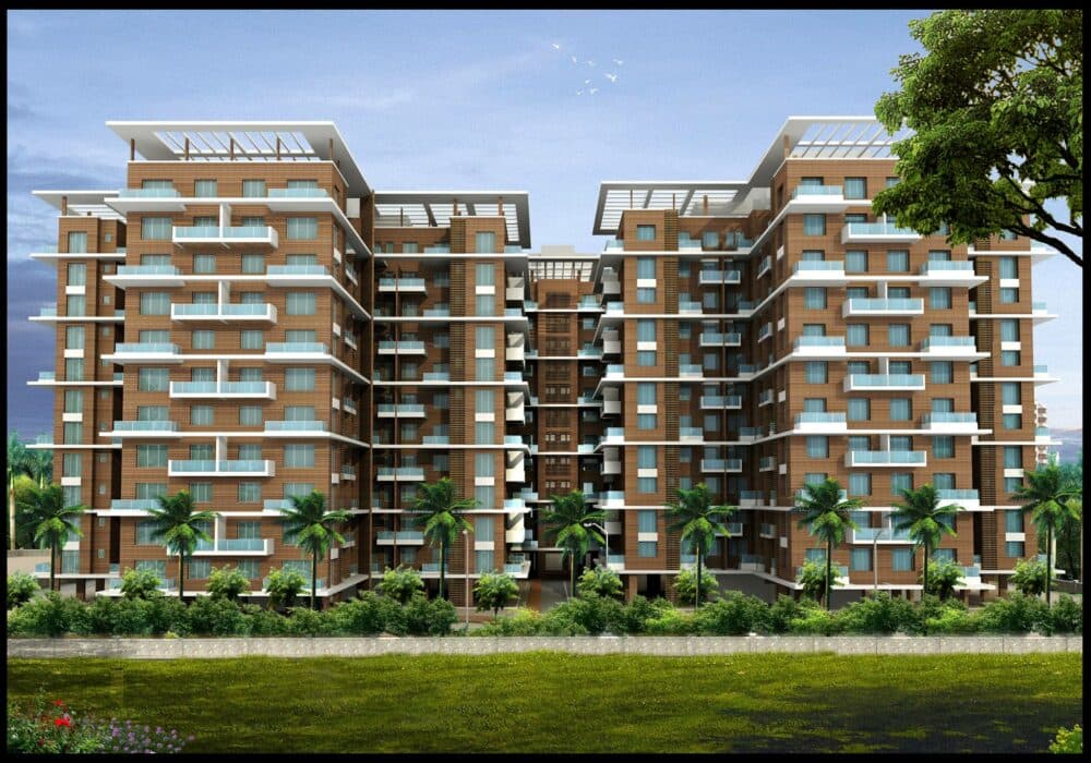 Exterior 3D view of a Multistoreyed Residential Apartment