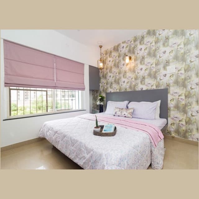 Grey Rectangular Bed with White Cushions