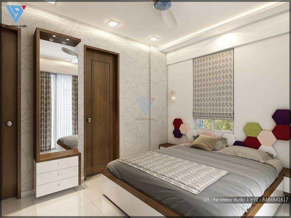 Minimalist themed White coloured Bedroom