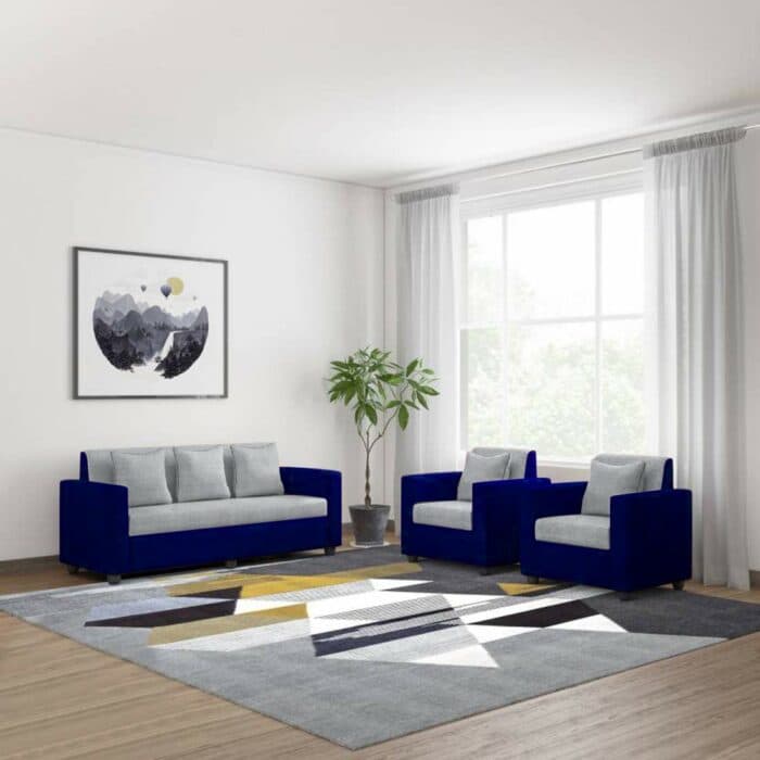 Blue and White coloured Sofa