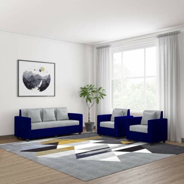 Blue and White coloured Sofa