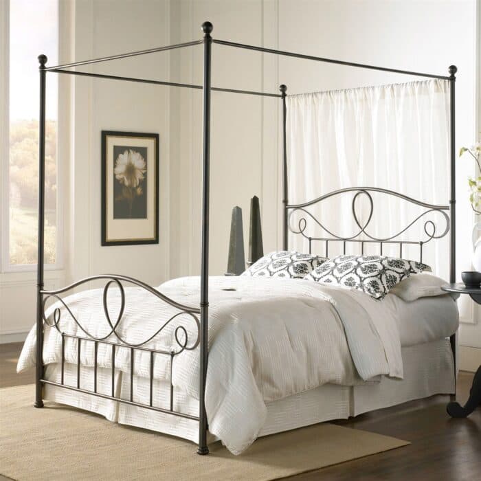 Traditional Style Metal Canopy Bed