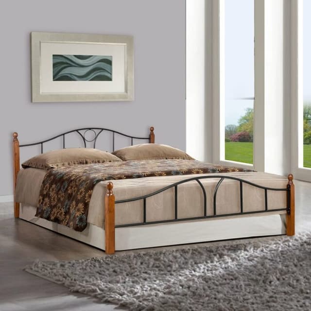 Rectangular Bed with Wooden Legs