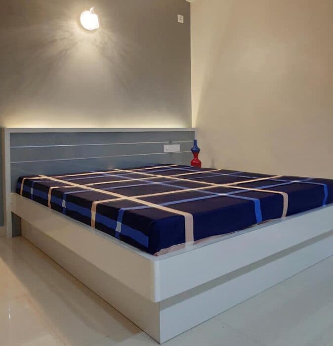 White Laminated Over Hanged Bed