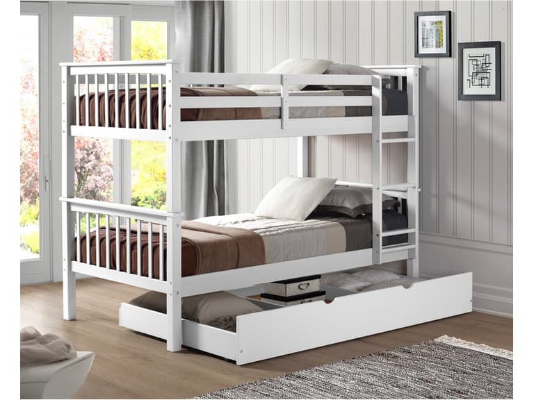 White Coloured Modern Minimalistic Bunk Bed