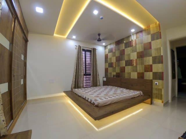 Minimalist Bedroom Featuring Extensive Wood Elements