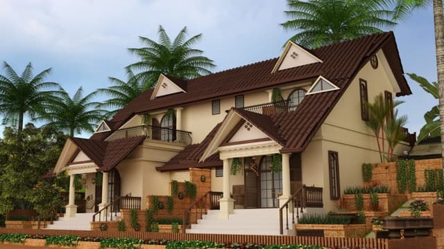 Tropical Duplex Villa in Creams and Browns Features