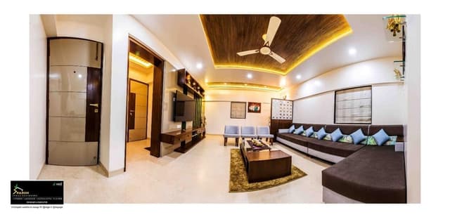 Living Room in Whites and Brown with Modern Setup