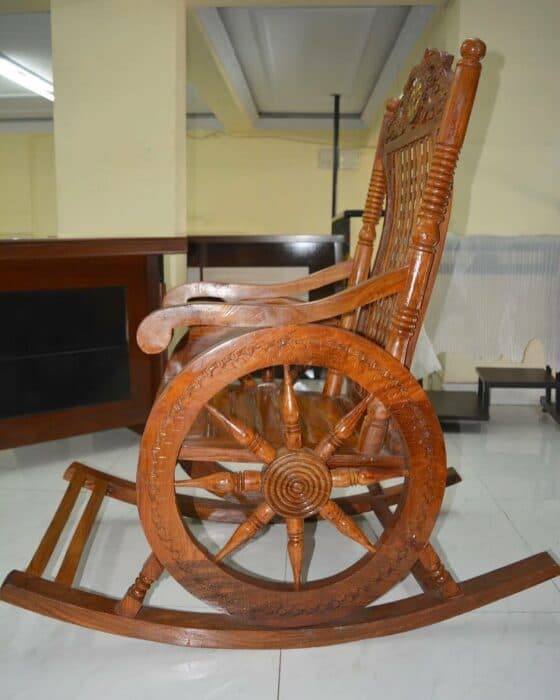 Solid Wooden Polished Rocking Chair