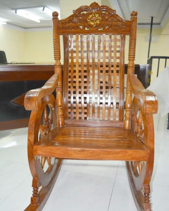 Solid Wooden Polished Rocking Chair