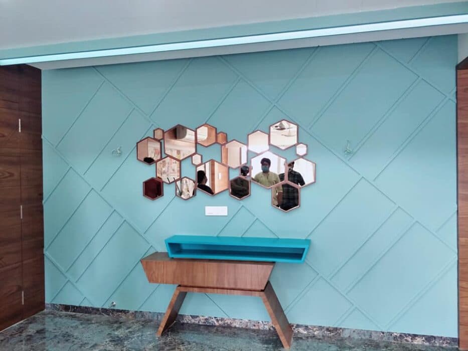 Ornate Blue Entryway Exudes Elegance and Sophistication