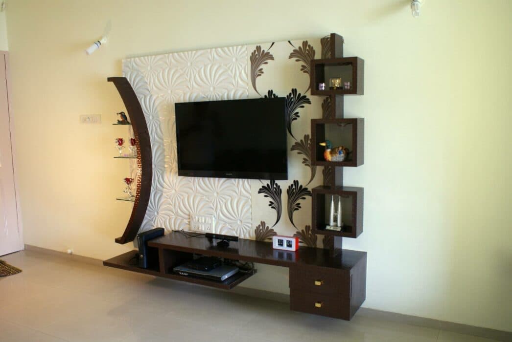 T.V. Unit is Placed in a Thoughtfully Arranged Modern Living Room