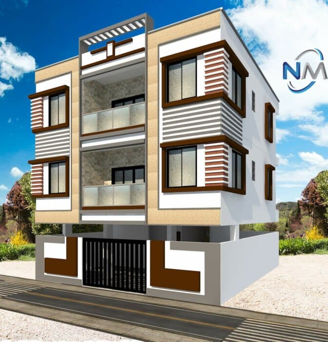 Modern Residential Building with Three Floors