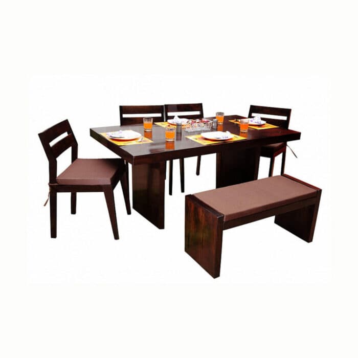 Wooden Dining Room Table is Rectangular in Shape