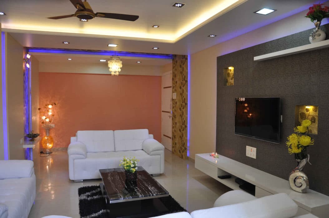 Modern Well-Illuminated Living Room Characterized by Beige Walls