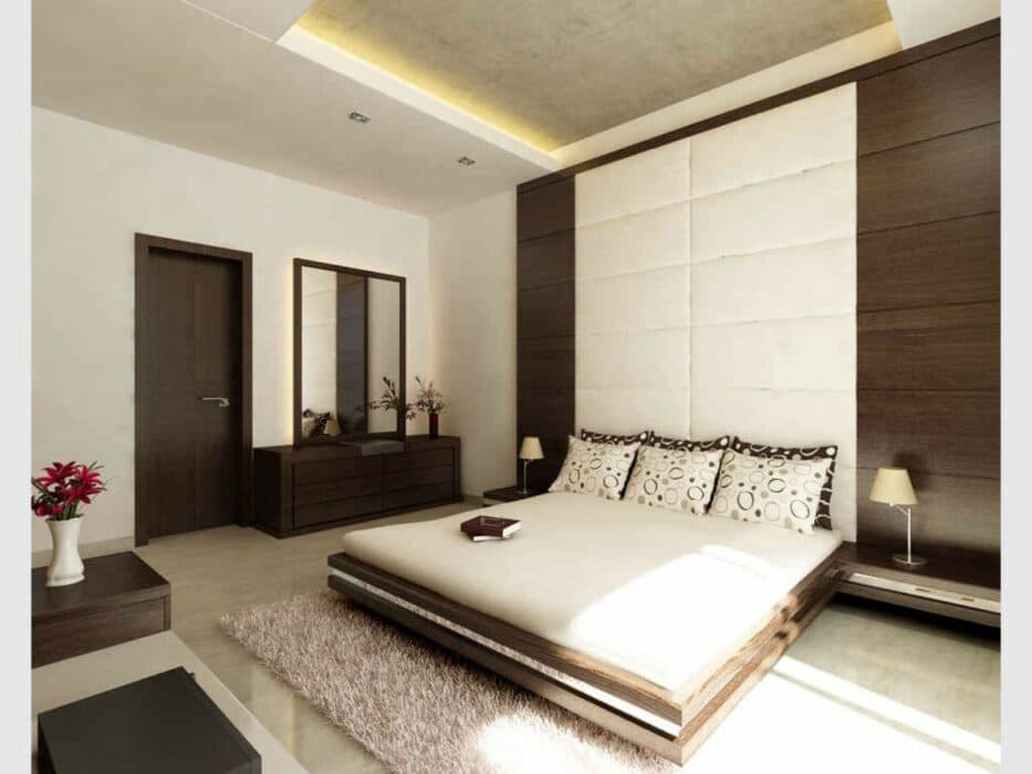Modern Contemporary Bedroom in Brown and White Theme