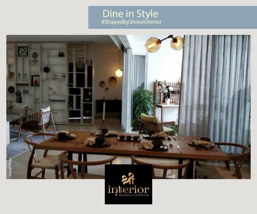 Stylish Dining Area with a Well-Set Wooden Table