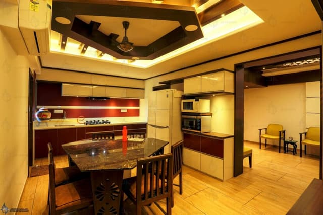 Beautiful Kitchen Cum Dining Area Design