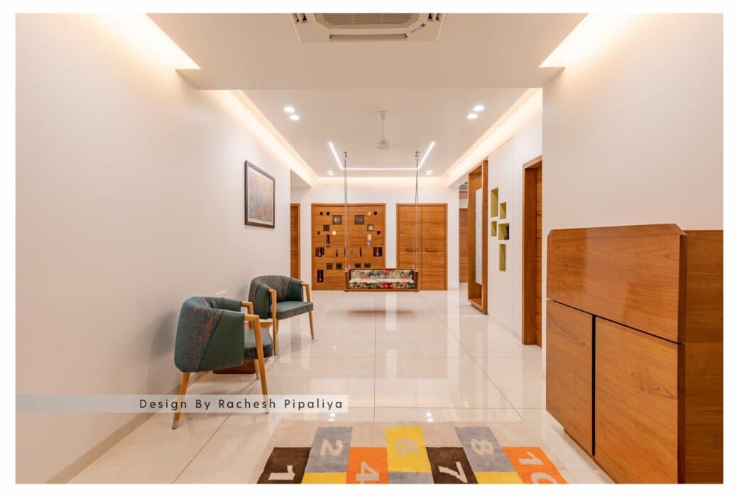 Modern Interior Hallway with White Painted walls