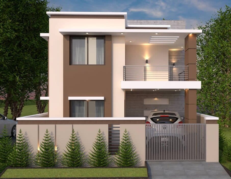 Facade Features a Calming Mix of Earthy Browns and Creamy Whites