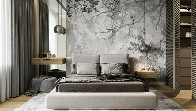Minimalist Bedroom Featuring a Soft Grey Palette