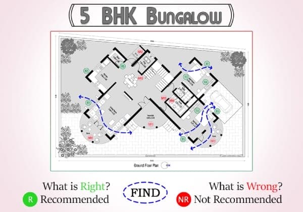 Plan Analysis of 5 BHK – Bungalows (390 sq. mt.) – Ground Floor Plan – 01 – 1104050001 Plan Analysis of 5 BHK - Bungalows (390 sq. mt.) - Ground Floor Plan