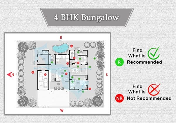 Plan Analysis of 4 BHK – Bungalows (690 sq. mt.) – 00 – 1104040003 Plan Analysis of 4 BHK - Bungalows (690 sq. mt.)