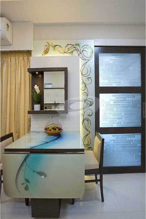 A Compact House has 4 Seater Dining Table with Acrylic Table Top & Wooden Framed Upholstered Chairs – 1 A Compact House has 4 Seater Dining Table with Acrylic Table Top & Wooden Framed Upholstered Chairs - 1