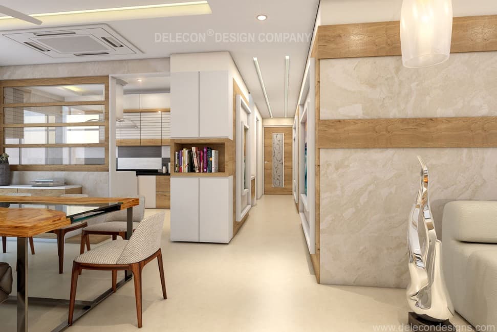 Foyer Wall treated with Travertine Stone & Niche – 2 Foyer Wall treated with Travertine Stone & Niche - 2