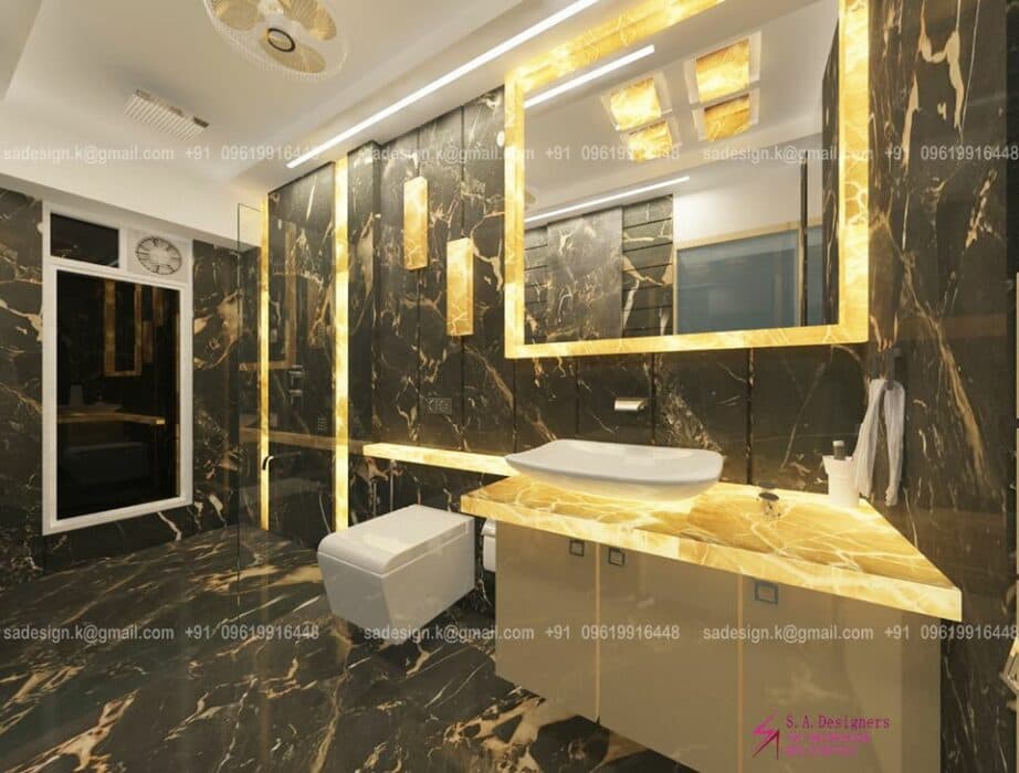 The Bathroom Treated with Black Italian Marble The Bathroom Treated with Black Italian Marble