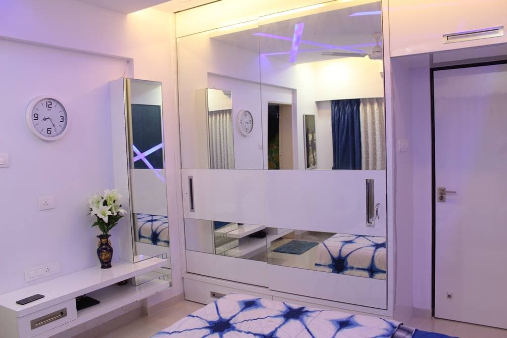 The Bedroom has White & Blue Main Colours in Design – 1 The Bedroom has White & Blue Main Colours in Design - 1