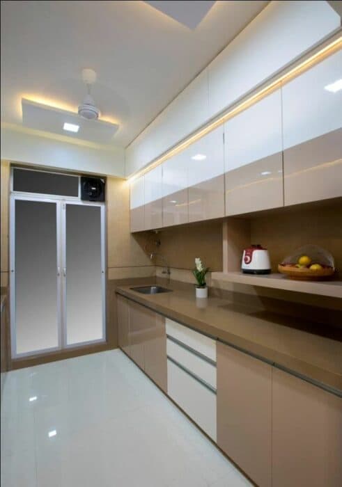 The Beige & White Kitchen consists of Parallel Countertop – 1 The Beige & White Kitchen consists of Parallel Countertop - 1