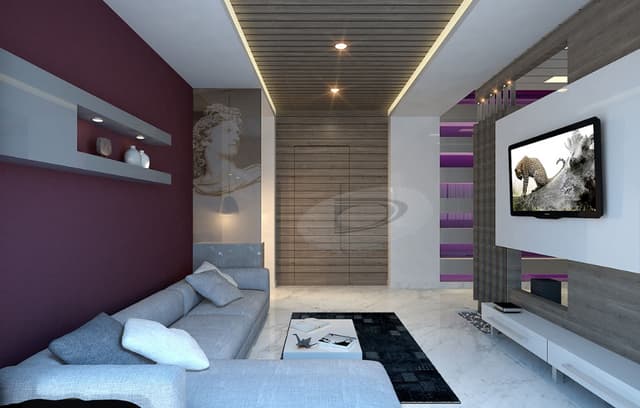 The Living Room Consists of L Shape Light Grey Upholstered Sectional Sofa with White Rectangular Slim Center Table – 1 The Living Room Consists of L Shape Light Grey Upholstered Sectional Sofa with White Rectangular Slim Center Table - 1