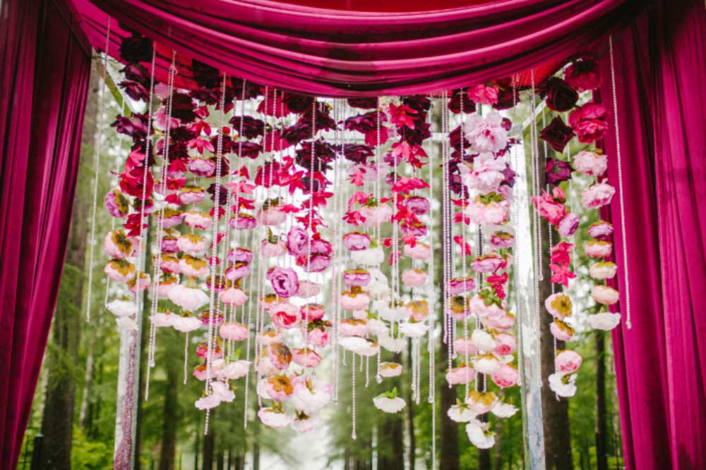 Floral Arrangements at the Entrance of Wedding Home