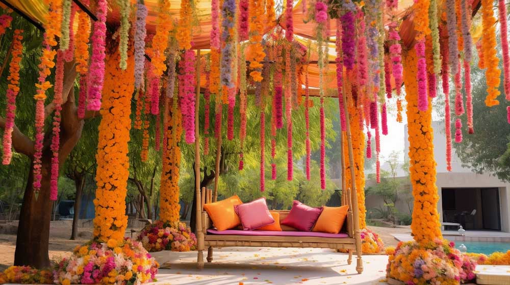 Floral Swing in Front Yard