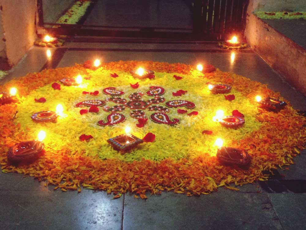 Flower Rangoli for Indian Wedding Home Décor