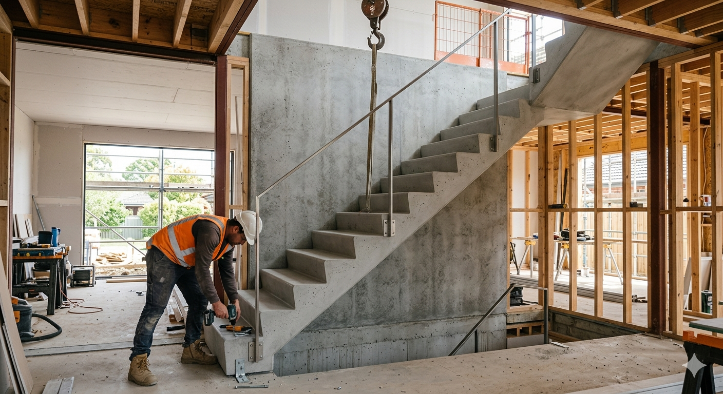 Precast Concrete Stairs Installation