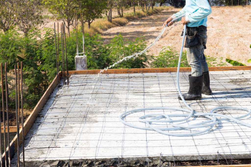 Curing by Spraying Water