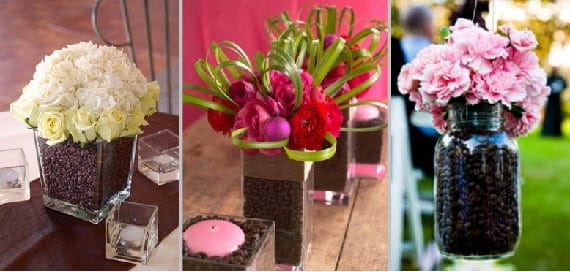Use Coffee Beans as vase fillers!