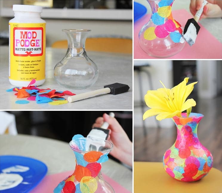 Decorate vase with Tissue Paper