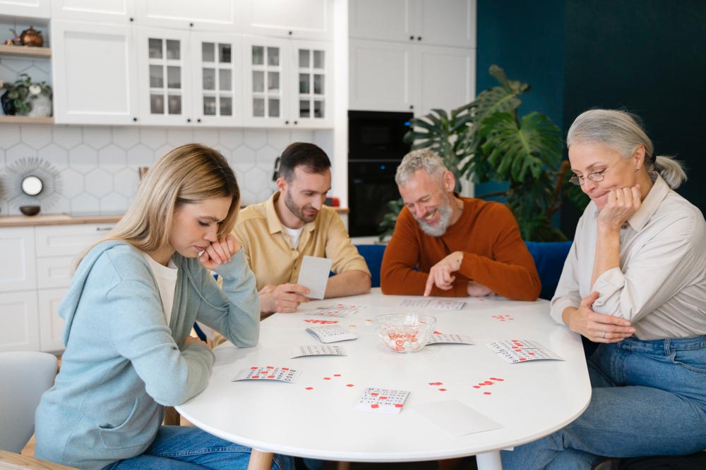Family Playing Game at the Dining Table