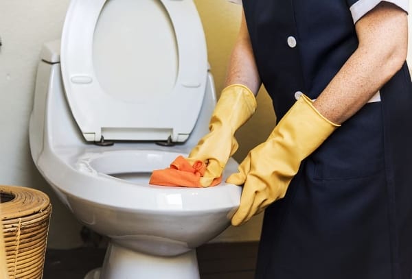 Clean the bathrooms or toilets using cleaners for germ free home