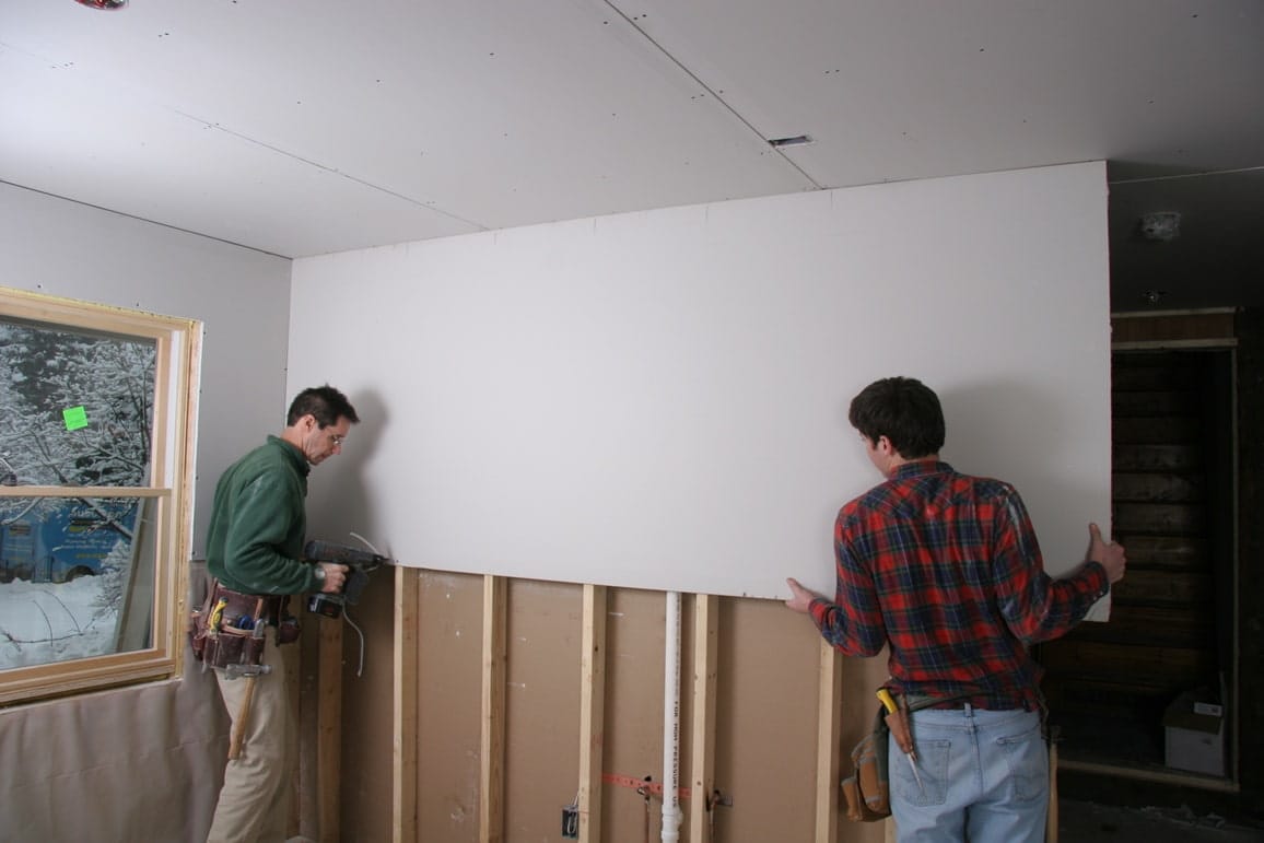 Gypsum Board on Horizontal Wall