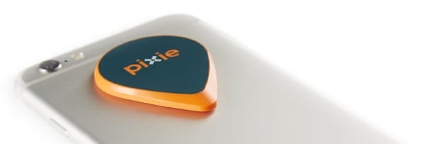 Pixie Tracker - sticking tag behind I Phone