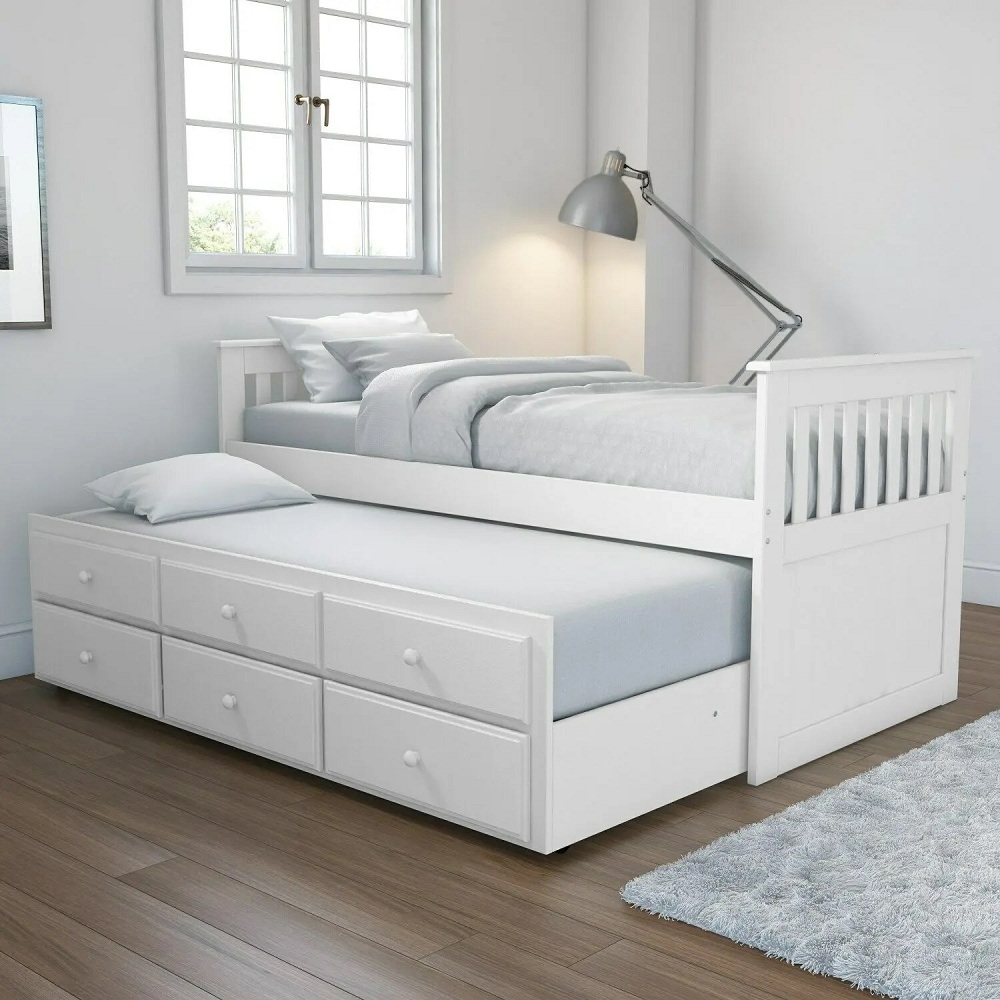 White Theme Drawer Bed