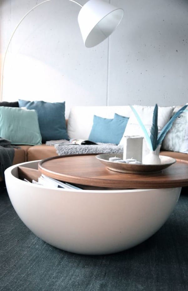Add Hidden Storage - Coffee table Storage - make your small living room look bigger