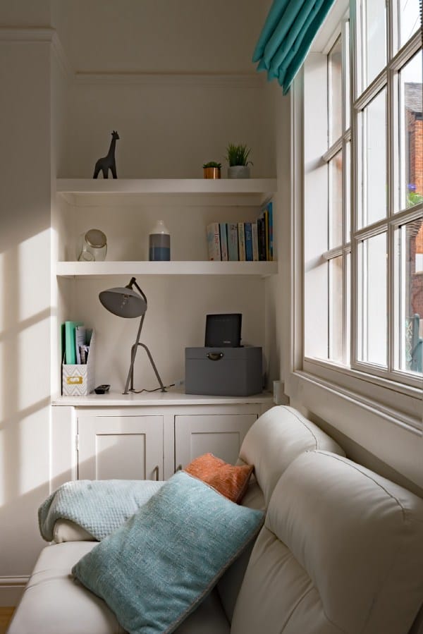 Install Floating Shelves - make your small living room look bigger