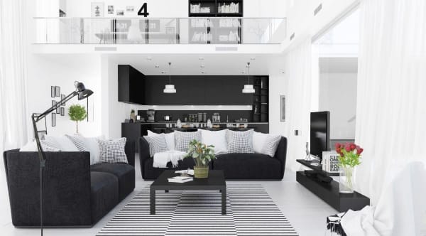 Combination of Black and White for Living Room