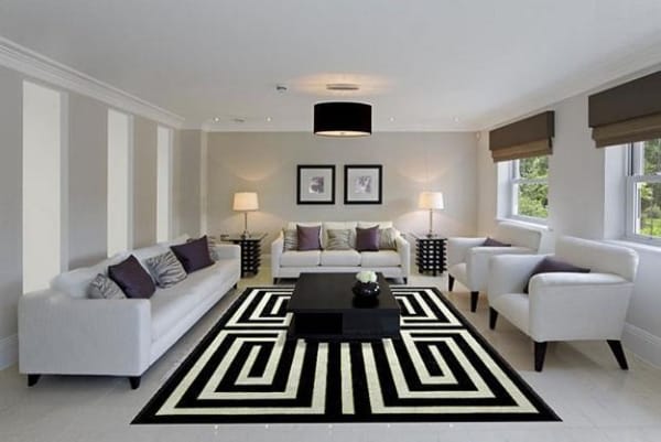 Modern & Cozy Living Room in Black & White Theme