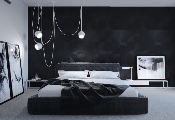 Sleek Bedroom in Black & White Theme